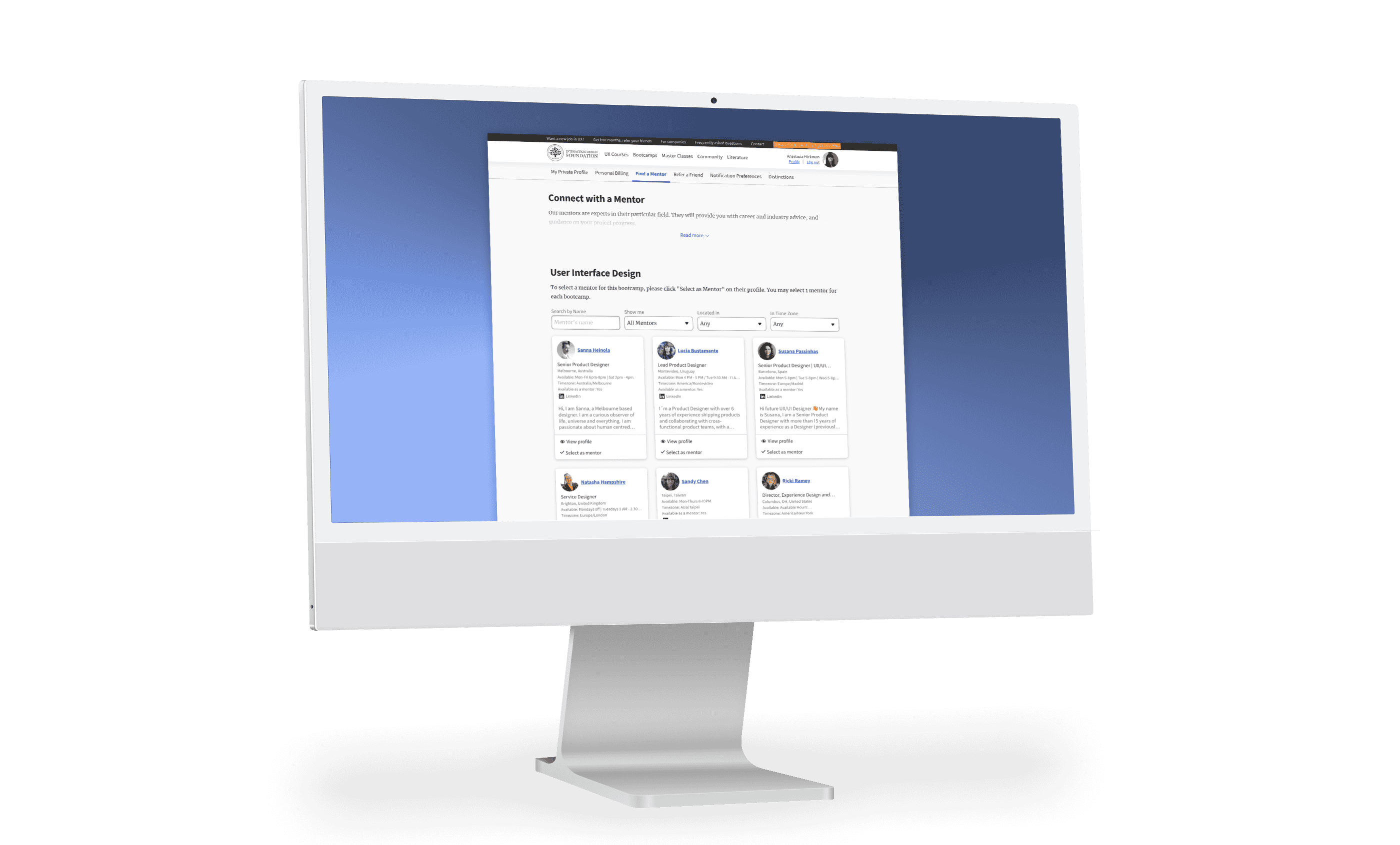 IxDF Mentor Marketplace screen